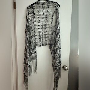 Crocheted boho cardigan coverup with fringe - New